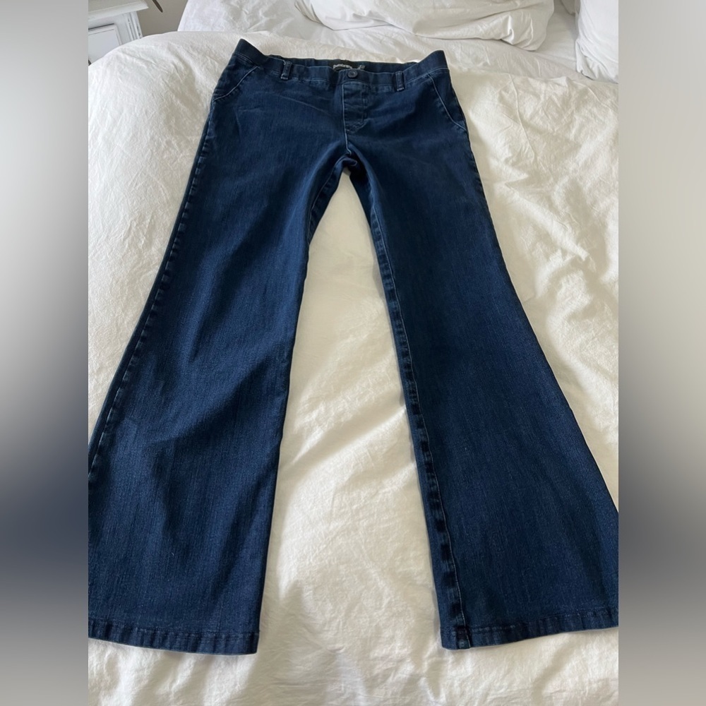 Betabrand Jeans Denim Elastic Waist Stretch Cotton Women Large Petite~ Bootcut.